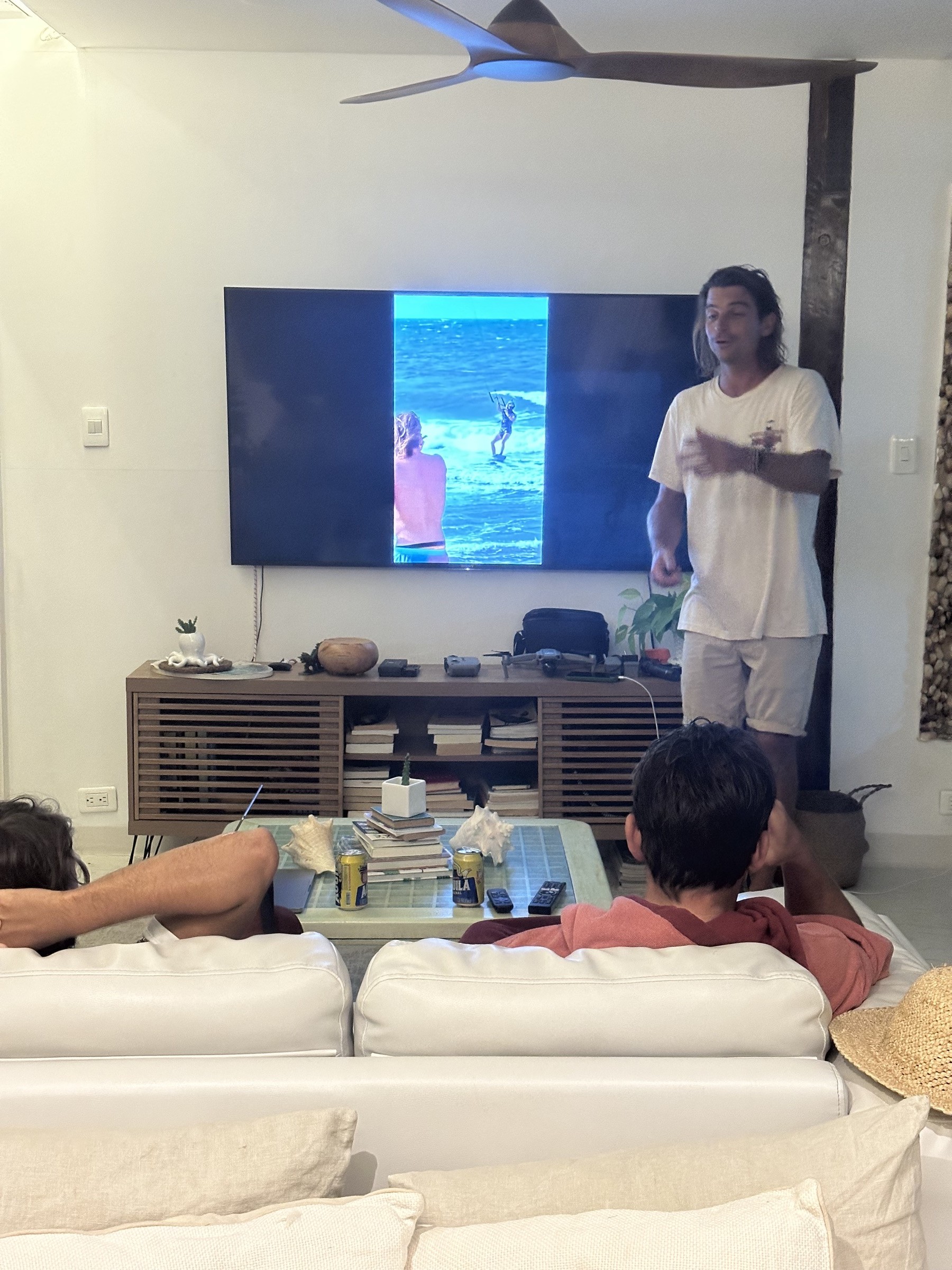 Coach reviewing rider video analysis